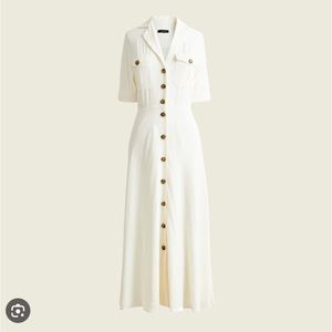 Collared Camp-Pocket Shirtdress in Ivory